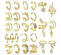 ORAZIO 20 Pcs Manchettes D'Oreille Réglables Non Piercing Faux Cartilage Boucles D'Oreilles Manchette Feuille Fleur Serpent Manchette Boucles D'Oreilles Ensemble Pour Femmes Or rose 4