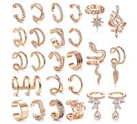 ORAZIO 20 Pcs Manchettes D'Oreille Réglables Non Piercing Faux Cartilage Boucles D'Oreilles Manchette Feuille Fleur Serpent Manchette Boucles D'Oreilles Ensemble Pour Femmes Or rose 5