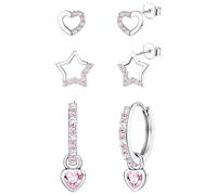 ORAZIO 3 Paires Argent Boucle Doreille Enfant Fille Boucle D Oreille Enfant Cœur Etoile Argent Creole Helix Piercing Oreille Boucle D'oreille Enfant Fille D