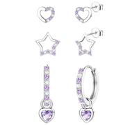 ORAZIO 3 Paires Argent Boucle Doreille Enfant Fille Boucle D Oreille Enfant Cœur Etoile Argent Creole Helix Piercing Oreille Boucle D'oreille Enfant Fille C