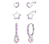 ORAZIO 3 Paires Argent Boucle Fille Oreille Cœur Étoile Argent Créole Helice Perforation