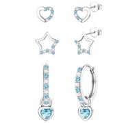 ORAZIO 3 Paires Argent Boucle Fille Oreille Cœur Étoile Argent Créole Helice Perforation