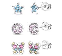 ORAZIO 3 Paires de Boucles d'Oreilles en Argent pour Filles et Enfants Ensemble de Boucles d'Oreilles en Forme de Cœur Zircons Cubiques pour Femmes Boucles d'Oreilles Dormeuses Hypoallergéniques