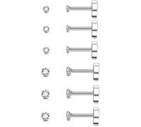 ORAZIO 6-12 Paires Boucles d'Oreilles en Acier Inoxydable, Pierre Dos Plat Avec Cubic Zirconia pour Femmes Hommes - Piercing Cartilage 20G