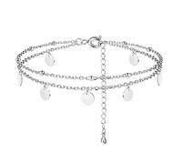 ORAZIO Argent 925 Multicouches Bracelet de Cheville Pour Femmes Coeur Boule Ronde Zircon Multiples Styles Bracelets de Cheville Avec Chaîne Ajustable Bijoux de Pieds Pour la Plage D'été 7