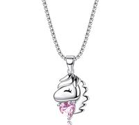 ORAZIO Collier en Argent 925 avec Pendentif Cheval Chanceux en CZ pour Fille Amoureux des Chevaux, Pendentif Cheval en Argent avec Chaîne en Acier Inoxydable Bijoux pour Chevaux Cadeaux c