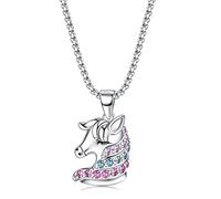 ORAZIO Collier en Argent 925 avec Pendentif Cheval Chanceux en CZ pour Fille Amoureux des Chevaux, Pendentif Cheval en Argent avec Chaîne en Acier Inoxydable Bijoux pour Chevaux Cadeaux a