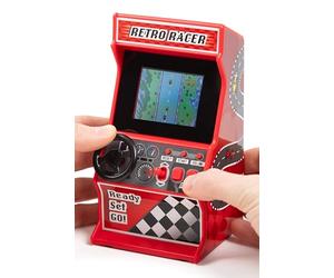 Orb Mini Machine de Course d'arcade, 30 Jeux de Course 8 Bits intégrés, Jeux de Voiture, vélo, Bateau et Ski, écran Couleur 2,4", Volant, Levier de Vitesse, 2 Boutons, Cadeau Parfait - ThumbsUp!
