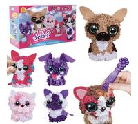 ORB PlushCraft Lot de 6 kits de bricolage 3D pour chien et chat - Système de tissu de perforation sans désordre, aucune couture nécessaire - Comprend 2 animaux 3D de taille standard et 4 mini animaux
