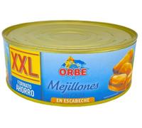 Orbe Mejillones Moules Marinées en Escabèche, Grande Boîte XXL, 480g Poids Égoutté, Format Familial