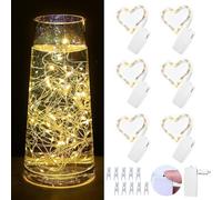 Orbecco 6PCS Rechargeable Fairy Lights Warm Light, 2M LED String Light with USB Charge Cable & Photo Clips, IP 44 Waterproof Fairy Lights for Bedroom Party Wedding Christmas Tree Decorations, White