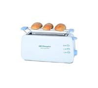 Orbegozo TO 4012 - Grille-pain à fente longue, réchauffe-viennoiseries, 7 niveaux de grillage, fonction de décongélation et de réchauffage, ramasse-miettes, 850 W, blanc