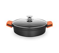 Orbegozo CDB 1028 - Casserole basse en fonte d'aluminium, surface antiadhésive sans PFOA, 4,2 L, couvercle, poignées en silicone