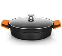 Orbegozo CDB 1032 - Casserole basse en aluminium forgé, 5,9 L, Surface antiadhésive sans PFOA, Poignées en silicone, Couvercle en verre trempé