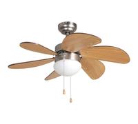Orbegozo CP 15075 N - Ventilateur de plafond avec lampe, 3 vitesses, 6 pales en bois, système de ventilation réversible, 50 W