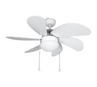 Orbegozo CP 15076 B - Ventilateur de plafond avec lampe, 6 pales en bois, silencieux, 3 vitesses de ventilation, 80 cm de diamètre, 50 W, blanc
