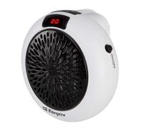 Orbegozo CR 4000 Mini chauffage céramique à prise 2 vitesses, minuteur, affichage LED, thermostat réglable, sans fil, 600 W