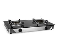 Orbegozo FO 2720 Cuisinière à gaz, 2 brûleurs triple couronne, butane ou propane, allumage piézoélectrique, surface en verre trempé, corps en acier inoxydable, multicolore