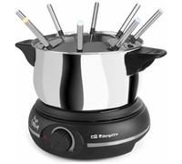 Orbegozo FDR 14 Fondue électrique pour 8 Personnes, 1,4 L, Fromage, Chocolat et Viande, régulateur de température, Couvercle Anti-éclaboussures, marmite Amovible en Acier Inoxydable, 1500 W