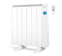 Orbegozo RRE 1010 A Radiateur à économie d'énergie, 6 éléments chauffants, écran numérique LCD, télécommande, programmable, 1000 W, aluminium, blanc