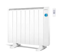 Orbegozo RRE 1510 Radiateur à économie d'énergie, 8 éléments chauffants, écran numérique LCD, télécommande, programmable, 1500 W, 1 litre, 44 dB, aluminium, blanc