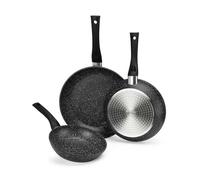 Orbegozo SFB 8300 - Set de 3 poêles en aluminium forgé, diamètre 18, 22 et 26 cm, surface antiadhésive, couleur noire