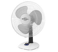 Orbegozo TF 0123 - Ventilateur de table, oscillant, 2 vitesses, diamètre de l'hélice 23 cm, poignée, 25 W, veilleuse LED, blanc