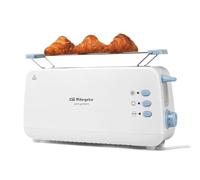 Orbegozo TO 4012 - Grille-pain à fente longue, réchauffe-viennoiseries, 7 niveaux de grillage, fonction de décongélation et de réchauffage, ramasse-miettes, 850 W, blanc