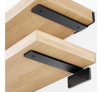 Orbeto Lot de 6 supports d'étagère robustes (25 cm) en métal noir (6 mm d'épaisseur), supporte plus de 72 kg, revêtement en poudre, matériel de montage, installation facile, instructions claires