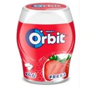 Orbit Chewing-gum Fraise Sans Sucre, Haleine Fraîche, Goût Fruité, Pack de 3 Flacons de 46 Comprimés