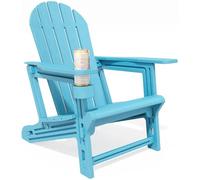 Orbotots Chaise Adirondack pliante en polyéthylène haute densité pour toutes saisons, assemblage sans outils, chaises Adirondack en plastique avec porte-gobelet, chaise de pelouse d'extérieur pour