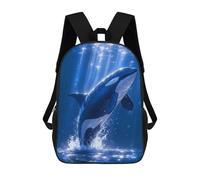 Orca Breaching in Blue Ocean Waters Sacs À Dos Imprimés En 3D Pour Enfants 17inch Sacs À Dos Tendance Et Décontractés Pour La Journée, Sacs De Voyage, Sacs À Dos D'extérieur Pour Garçons Et Filles