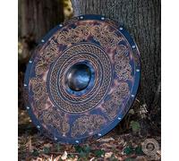 Orca INTERNATIONAL CO. Bouclier de reconstitution rond en bois gravé de 61 cm - Bouclier viking - Dragon nordique - Décoration murale viking