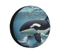 Orca Killer Housse de pneu de secours étanche à la poussière pour roue de voiture portable pour camping-car, VUS, camion, remorque, 35,6 cm