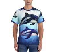 Orca Killer Whale T-shirt d'été à col rond et manches courtes pour homme, Noir , XL