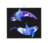 Orca Killer Whale Tapis de comptoir de cuisine antidérapant avec corde de suspension 45,7 x 40,6 cm Tapis de vidange absorbant Convient pour les comptoirs, éviers et supports de vidange