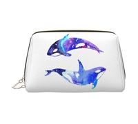 Orca Killer Whale Trousse de maquillage de voyage avec compartiments, trousse de toilette portable pour femme, doré, One Size