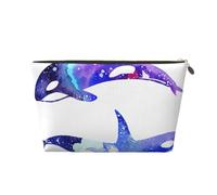 Orca Killer Whale Trousse de toilette de voyage en cuir PVC avec fermetures éclair dorées, organiseur étanche pour maquillage, articles de toilette et essentiels, doré, One Size, Trousse de maquillage