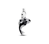 Pandora Pendentif Orca Double Argent sterling Zircone claire Émail noir Taille unique