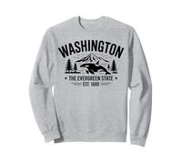 Orca Whale Est 1889 Pride de l'État d'Evergreen de Washington Sweatshirt