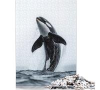 Orca Whale Jump Out Water Puzzles 1000 Pieces Cadeau Unique Jeu Éducatif Challenge Toy À De Qualité Supérieure Peinture Art pour Adultes Et Enfants À Partir De 14 Ans 1000pcs (75x50cm)
