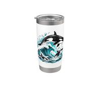 Orca Whale Ocean Park Visit Marine Life Family Trip Gobelet isotherme en acier inoxydable double paroi