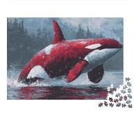 Orca Whale Painting Art Puzzle 1000 Pieces Cadeau Unique Jeu Éducatif Challenge Toy À De Qualité Supérieure Peinture Art pour Adultes Enfants 70x50cm/1000pcs