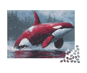 Orca Whale Painting Art Puzzle 1000 Pieces Cadeau Unique Jeu Éducatif Challenge Toy À De Qualité Supérieure Peinture Art pour Adultes Enfants 70x50cm/1000pcs