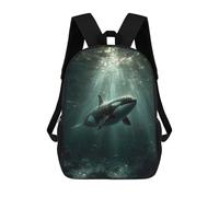 Orca Whale Swimming Underwater with Sunbeams Sac À Dos Scolaire Pour Adolescents, Imprimé En 3D, Ajustable, À Poches Tendance, Pour Enfants, Garçons, Filles, Étudiants Et Adolescents 17inch
