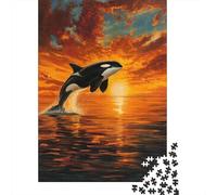 OrcaBreaching Casse-tête SunsetOceanArt 1000 Pièces Papier Recy adeau Unisexe, Jeu Stimulant, Cadeau Anniversaire 52x38cm/1000pcs