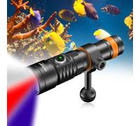 ORCATORCH D710V MK2 2300 LM Lampe Vidéo sous-Marine 3 Couleurs | Faisceau 120°, Blanc Neutre pour Couleurs Naturelles, Rouge pour Vie Marine, UV pour la Fluorescence, 4 Modes, Support ZJ18