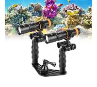 ORCATORCH D710V MK2 Deux Plongée Lampe, 4600 Lumens Lampe de Plongée avec LED Blanche+UV+Rouge, Support et Bras Inclus, Étanchéité IP68 150m Plongée sous Marine pour Plongée de Nuit, Épaves et Camping