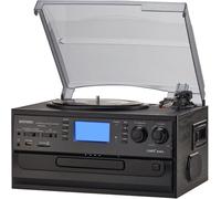 ORCC Tourne-disque 10 en 1 avec carte cadeau - Platine vinyle 33/45/78 tr/min - Lecture et enregistrement CD/USB/SD - Bluetooth et télécommande - Radio FM/AM pour les amateurs de musique - Noir