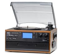 ORCC Tourne-disque 10 en 1 | Platine vinyle, tourne-disque, Bluetooth, haut-parleur, boîtier en bois élégant, haut-parleurs stéréo intégrés
